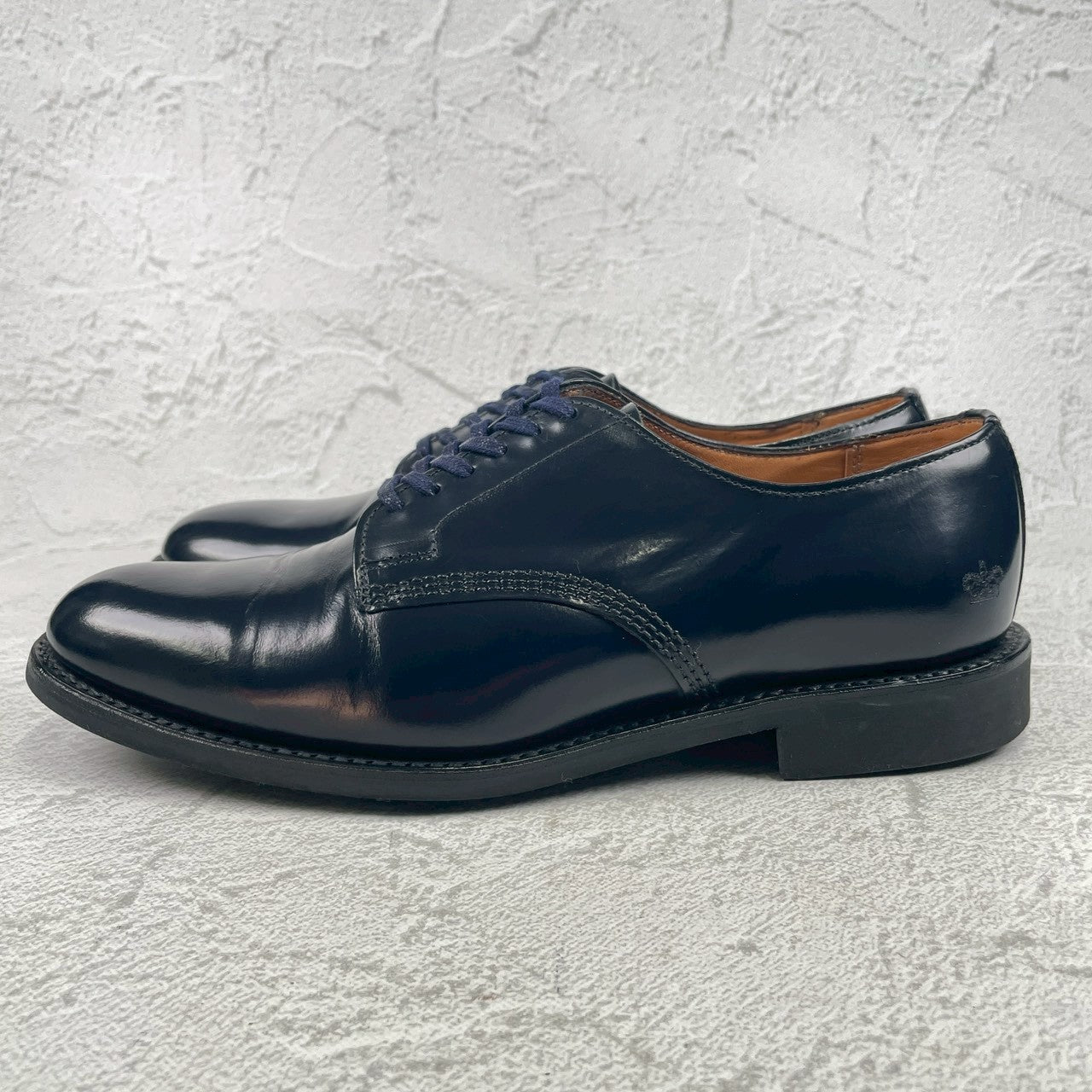 【極美品】SANDERS サンダース 1384A OFFICER SHOE オフィサーシューズ ネイビー NAVY UK7 / 26.0cm【W3476】
