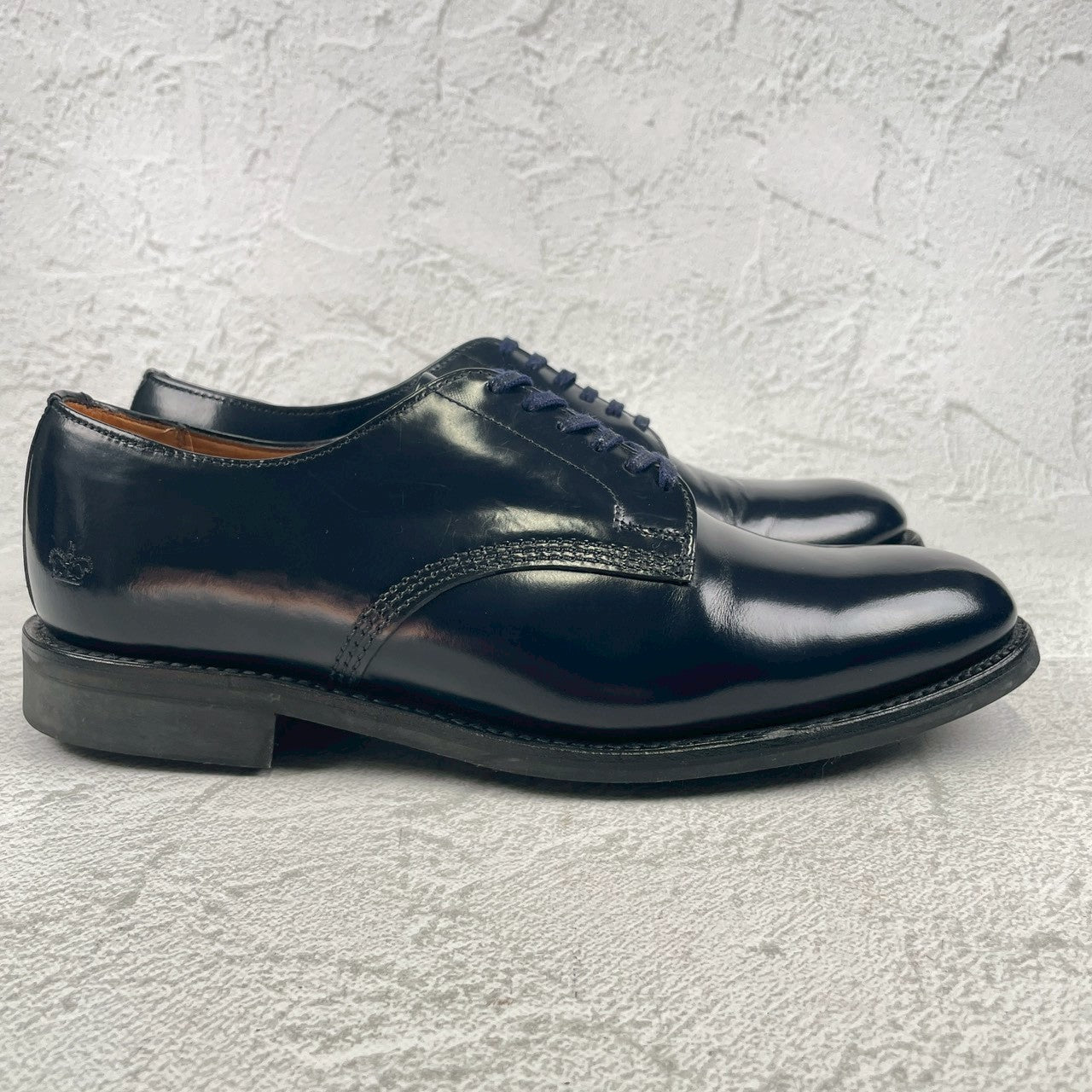 【極美品】SANDERS サンダース 1384A OFFICER SHOE オフィサーシューズ ネイビー NAVY UK7 / 26.0cm【W3476】
