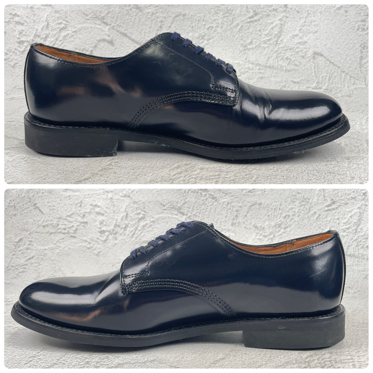 【極美品】SANDERS サンダース 1384A OFFICER SHOE オフィサーシューズ ネイビー NAVY UK7 / 26.0cm【W3476】
