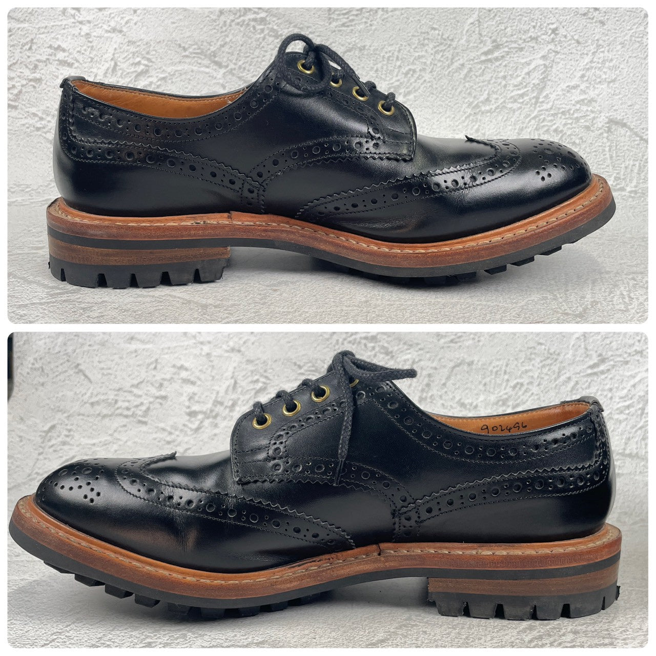 【極美品】Tricker's トリッカーズ M7252 BOURTON バートン ウィングチップ カントリーシューズ 黒 ブラック UK9 / 27.5cm【W3477】