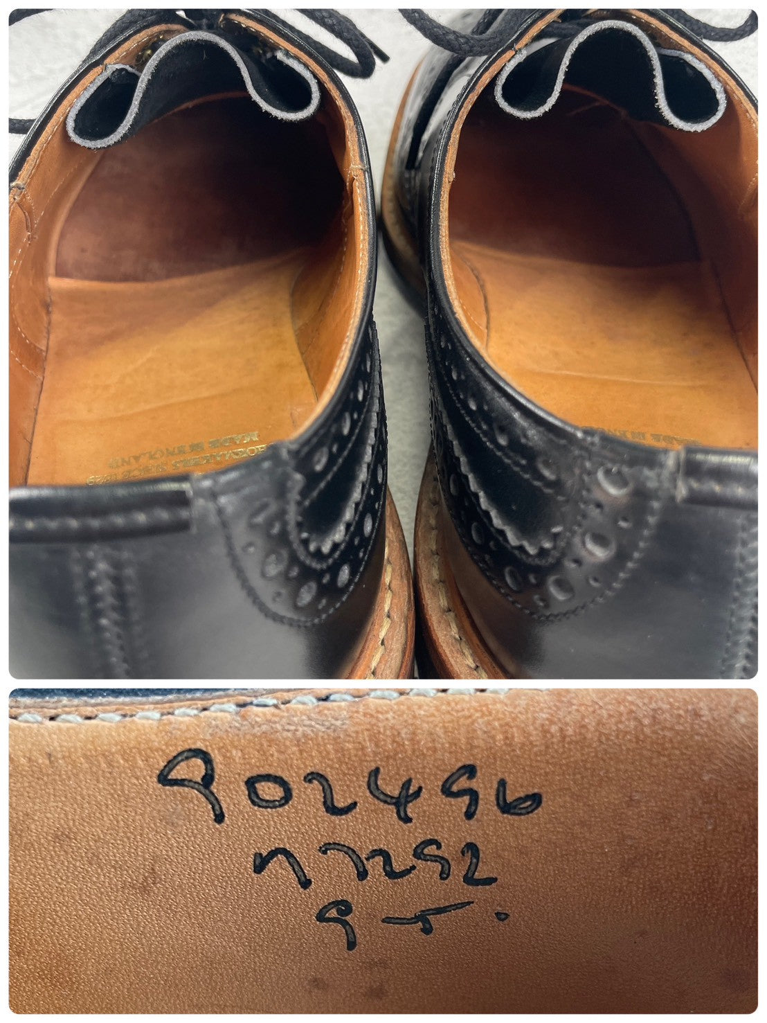 【極美品】Tricker's トリッカーズ M7252 BOURTON バートン ウィングチップ カントリーシューズ 黒 ブラック UK9 / 27.5cm【W3477】