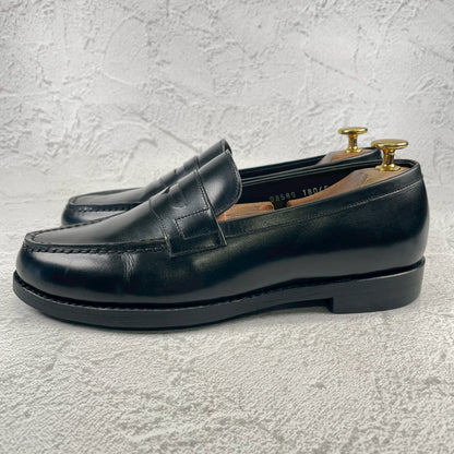 【良品】JALAN SRIWIJAYA ジャランスリワヤ 98589 シグニチャー コインローファー 黒 ブラック UK5.5 / 24.0cm【W3490】