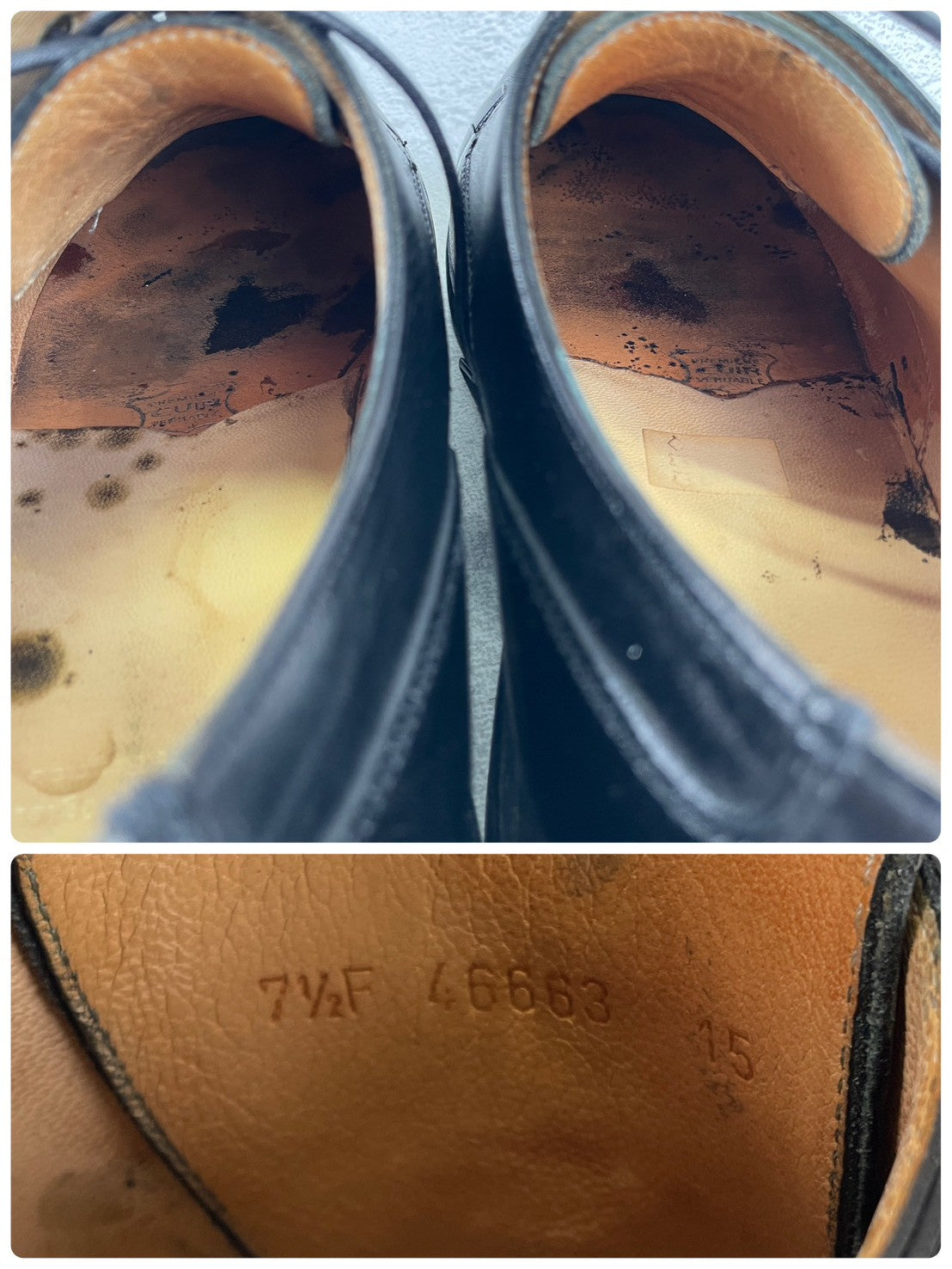 【良品】Paraboot パラブーツ CHAMBORD シャンボード Uチップ 外羽根 黒 ブラック 染め替え UK7.5 / 26.0cm【W3489】