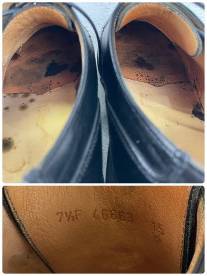 【良品】Paraboot パラブーツ CHAMBORD シャンボード Uチップ 外羽根 黒 ブラック 染め替え UK7.5 / 26.0cm【W3489】