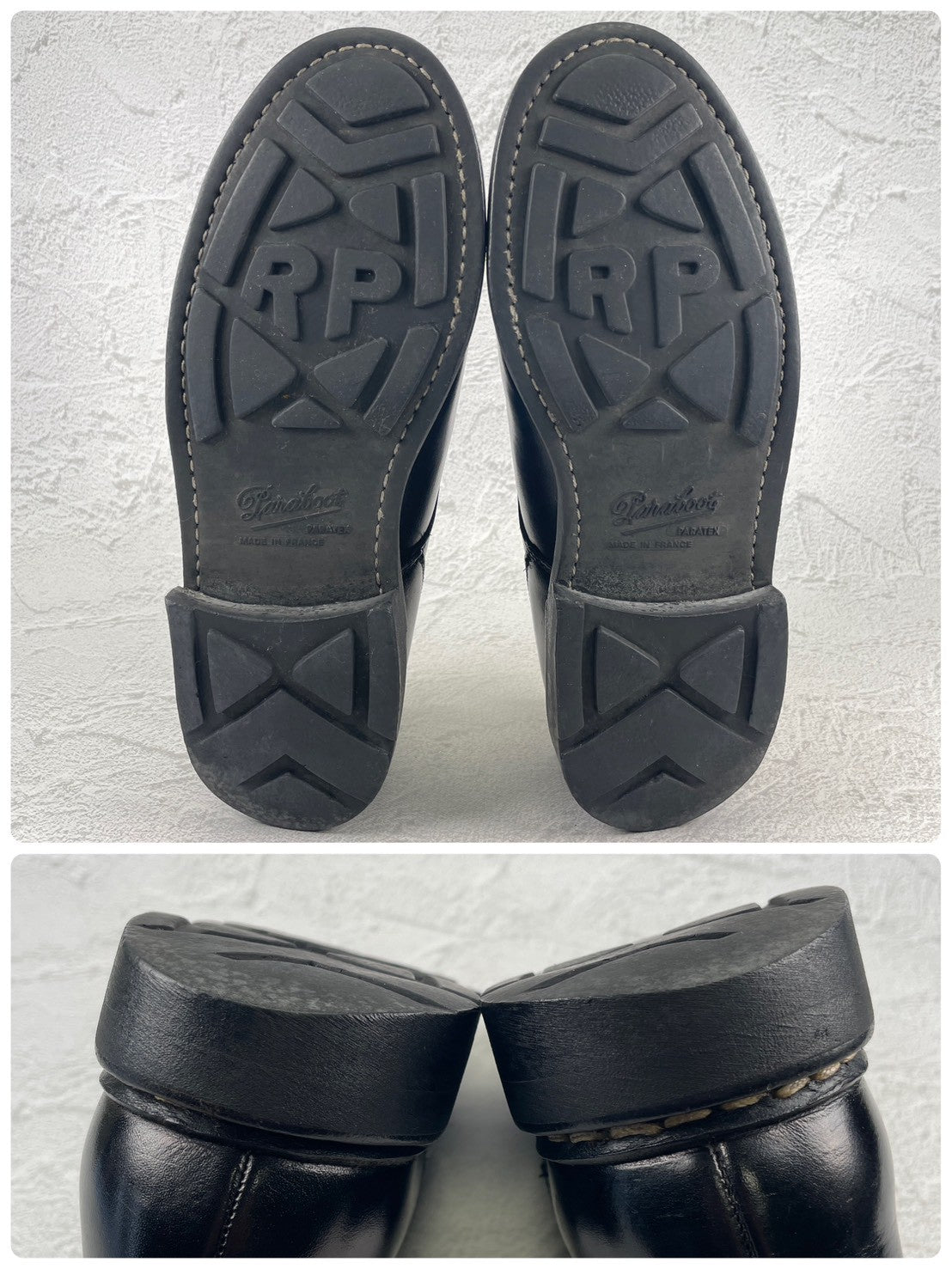 【良品】Paraboot パラブーツ CHAMBORD シャンボード Uチップ 外羽根 黒 ブラック 染め替え UK7.5 / 26.0cm【W3489】