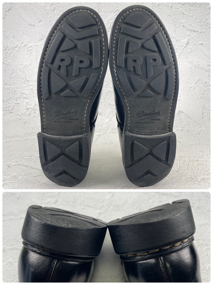 【良品】Paraboot パラブーツ CHAMBORD シャンボード Uチップ 外羽根 黒 ブラック 染め替え UK7.5 / 26.0cm【W3489】