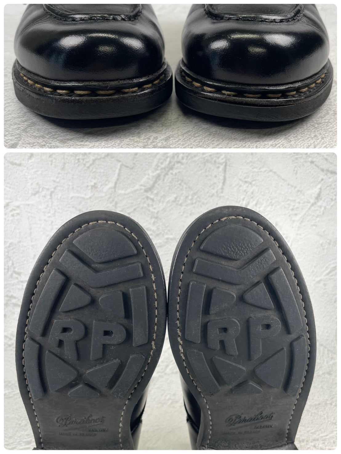 【良品】Paraboot パラブーツ CHAMBORD シャンボード Uチップ 外羽根 黒 ブラック 染め替え UK7.5 / 26.0cm【W3489】