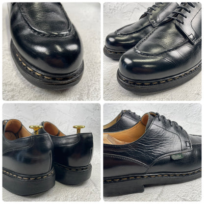 【良品】Paraboot パラブーツ CHAMBORD シャンボード Uチップ 外羽根 黒 ブラック 染め替え UK7.5 / 26.0cm【W3489】