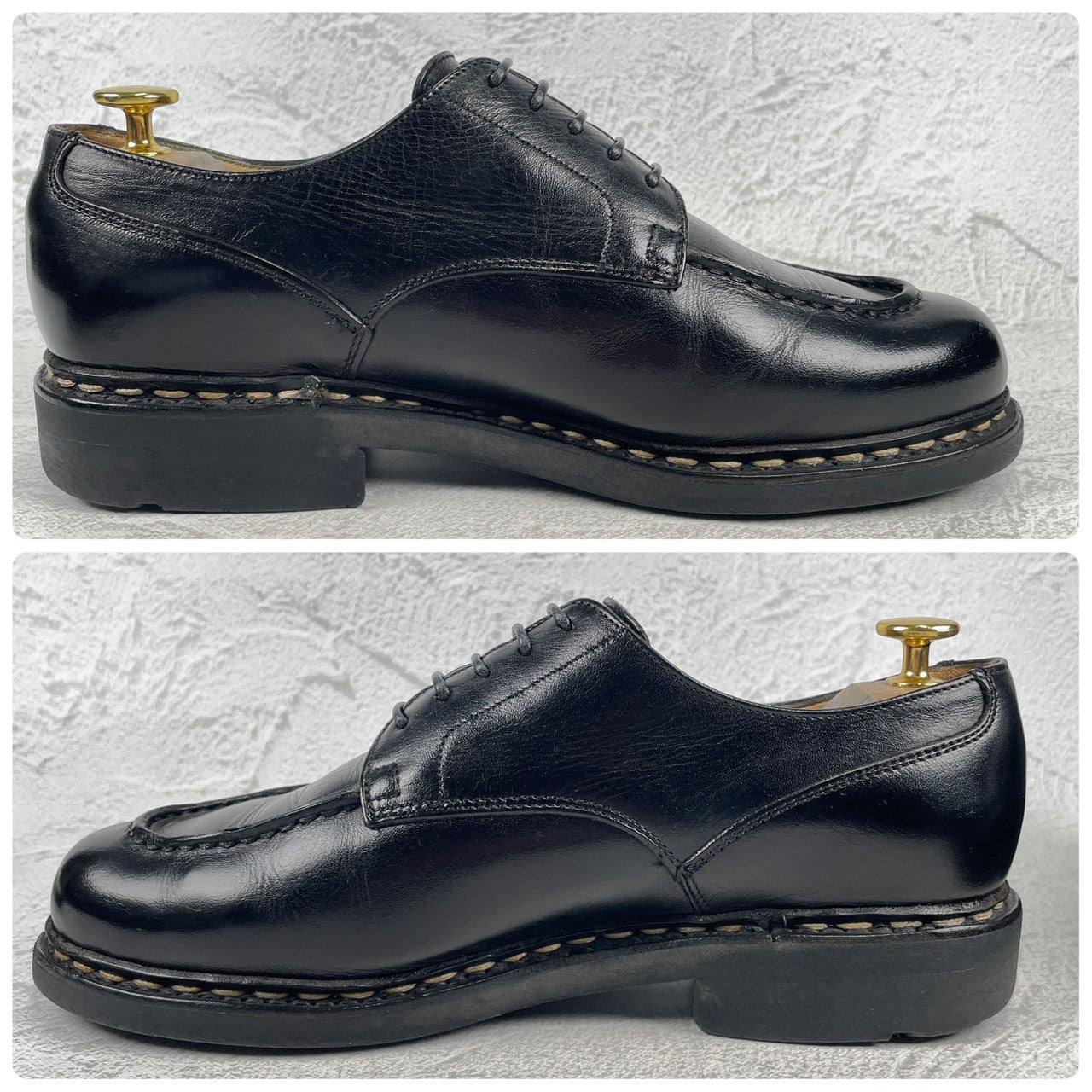 【良品】Paraboot パラブーツ CHAMBORD シャンボード Uチップ 外羽根 黒 ブラック 染め替え UK7.5 / 26.0cm【W3489】