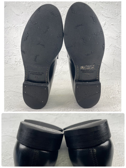 【良品】JALAN SRIWIJAYA ジャランスリワヤ 98589 シグニチャー コインローファー 黒 ブラック UK5.5 / 24.0cm【W3490】