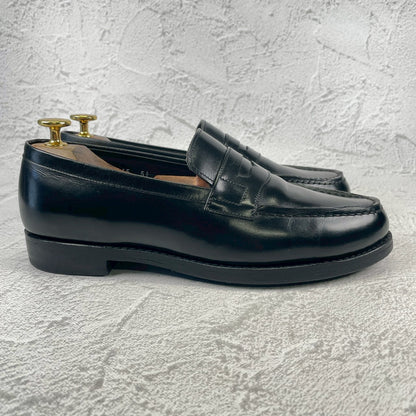 【良品】JALAN SRIWIJAYA ジャランスリワヤ 98589 シグニチャー コインローファー 黒 ブラック UK5.5 / 24.0cm【W3490】