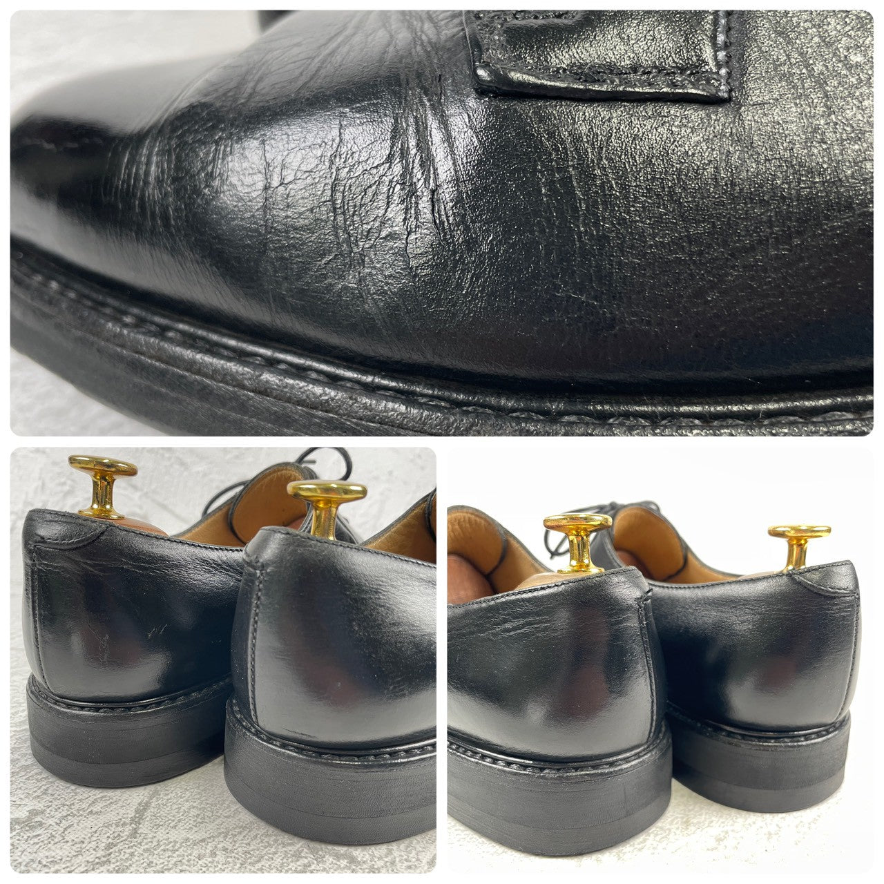 Paraboot パラブーツ Derby ダービー plain toe プレーン 外羽根 黒 ブラック UK6 / 24.5cm相当【W3482】