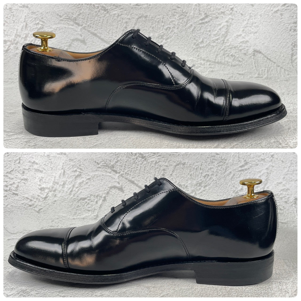 【美品】Church's チャーチ CONSUL コンサル ストレート 内羽根 ポリッシュドバインダーカーフ 黒 ブラック UK6 / 24.5cm【W3487】