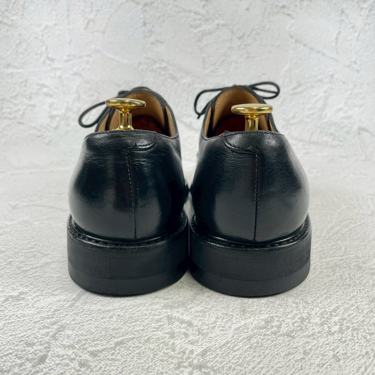 Paraboot パラブーツ Derby ダービー plain toe プレーン 外羽根 黒 ブラック UK6 / 24.5cm相当【W3482】