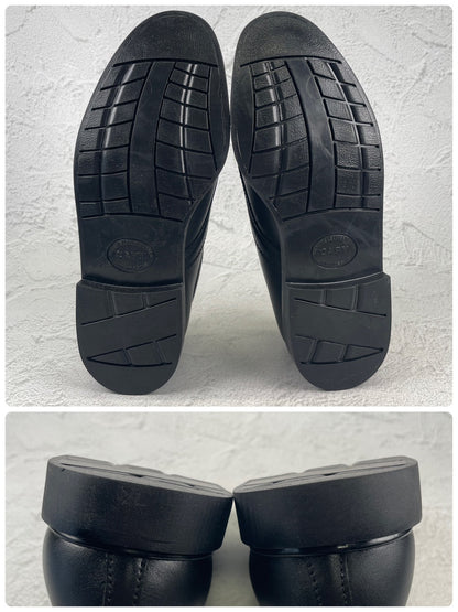 【デッドストック 極美品】CZECH MILITARY チェコ軍 POSTMAN TYPE LEATHER SHOES ポストマンタイプ プレーン 外羽根 黒 ブラック 表記25.0cm / 着用感 UK5.5~6 / 24~24.5cm相当【W3493】