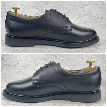 【デッドストック 極美品】CZECH MILITARY チェコ軍 POSTMAN TYPE LEATHER SHOES ポストマンタイプ プレーン 外羽根 黒 ブラック 表記25.0cm / 着用感 UK5.5~6 / 24~24.5cm相当【W3493】