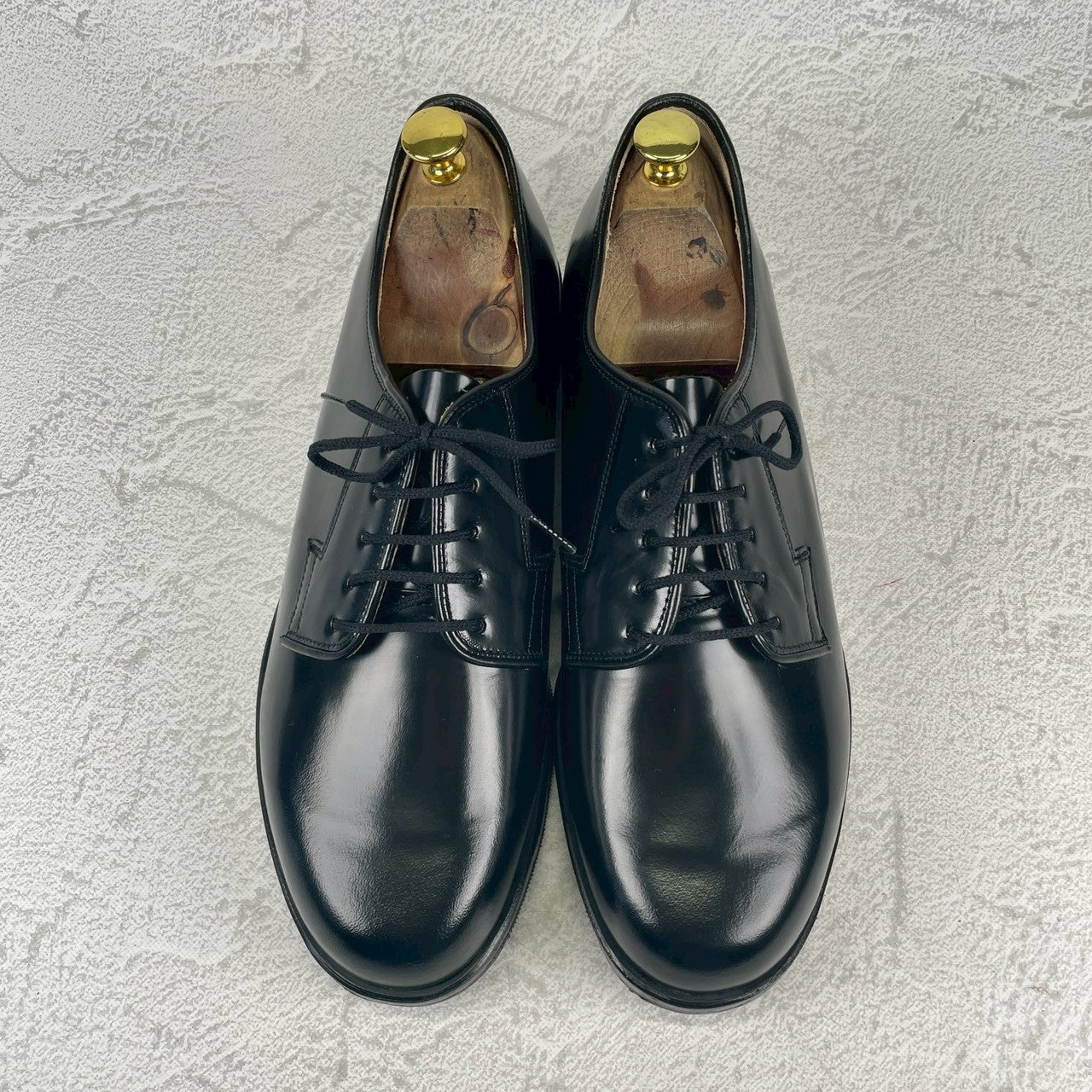 【デッドストック 極美品】CZECH MILITARY &nbsp;Prabos チェコ軍 (プラボス社) OFFICER DRESS SHOES オフィサードレスシューズ プレーン 外羽根 黒 ブラック 29.0cm【W3492】