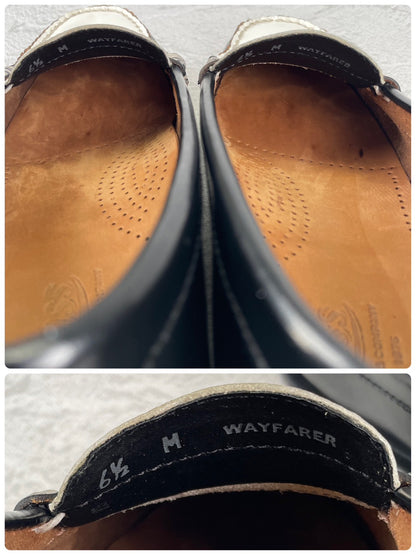 【美品】G.H.BASS ジーエイチバス WAYFARER ウェイファーラー コインローファー ビーフロール 黒×白 レディースモデル US6.5 / 23cm相当【W3494】