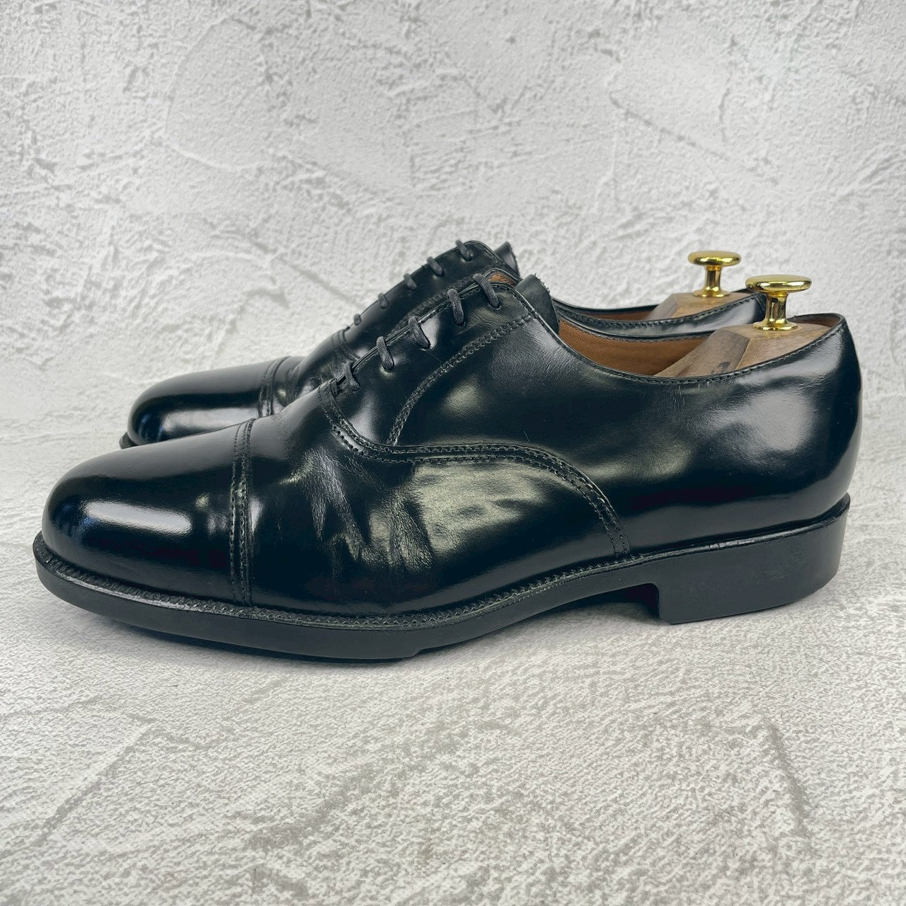BRITISH MILITARY イギリス軍 OFFICER DRESS SHOES オフィサー ドレスシューズ ストレート 内羽根 ガラスレザー 黒 ブラック UK9 / 27.5cm相当【W3491】
