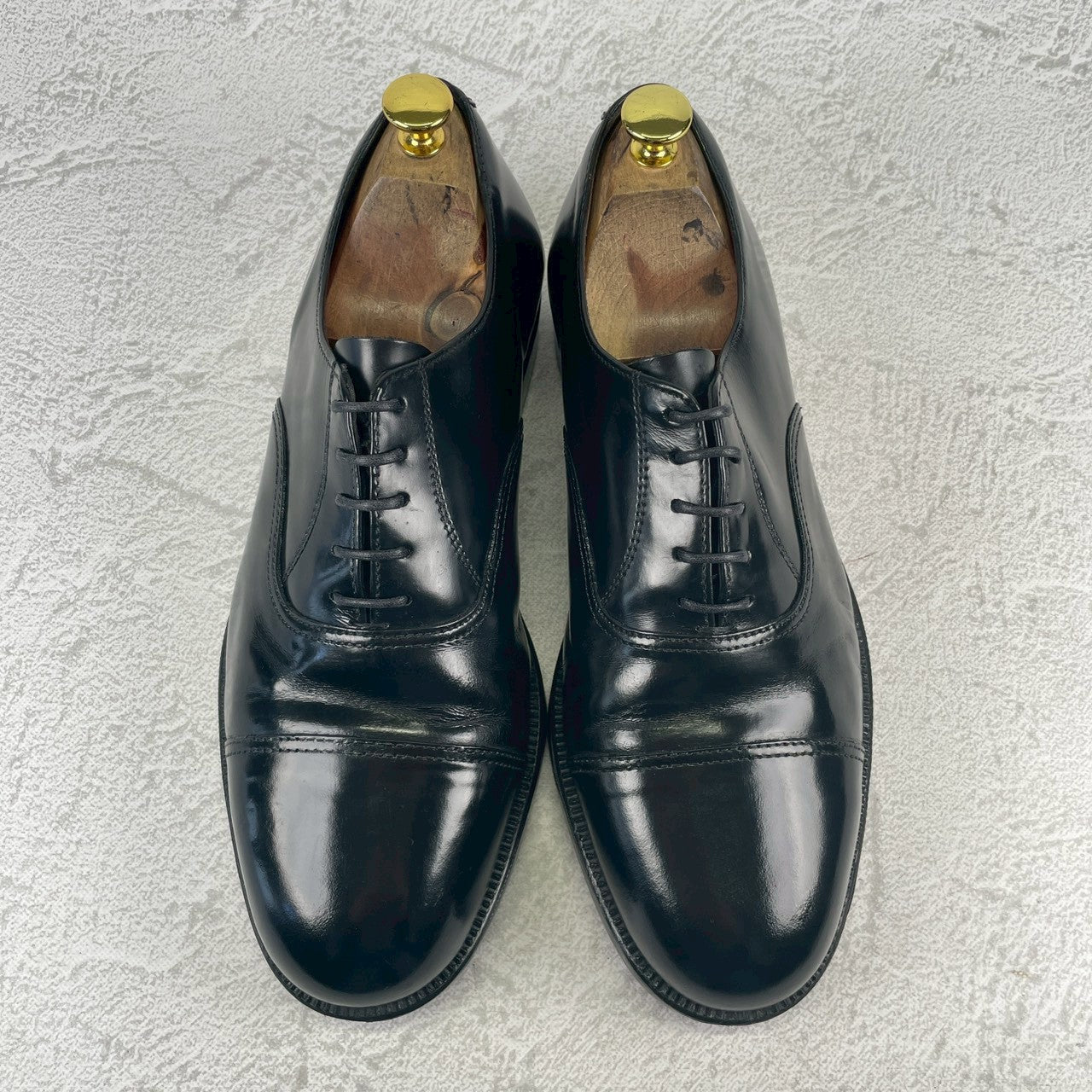 BRITISH MILITARY イギリス軍 OFFICER DRESS SHOES オフィサー ドレスシューズ ストレート 内羽根 ガラスレザー 黒 ブラック UK9 / 27.5cm相当【W3491】