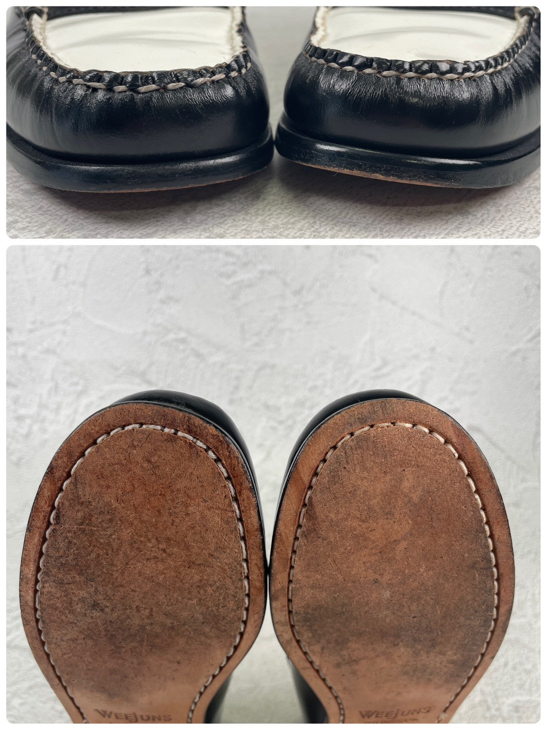 【美品】G.H.BASS ジーエイチバス WAYFARER ウェイファーラー コインローファー ビーフロール 黒×白 レディースモデル US6.5 / 23cm相当【W3494】