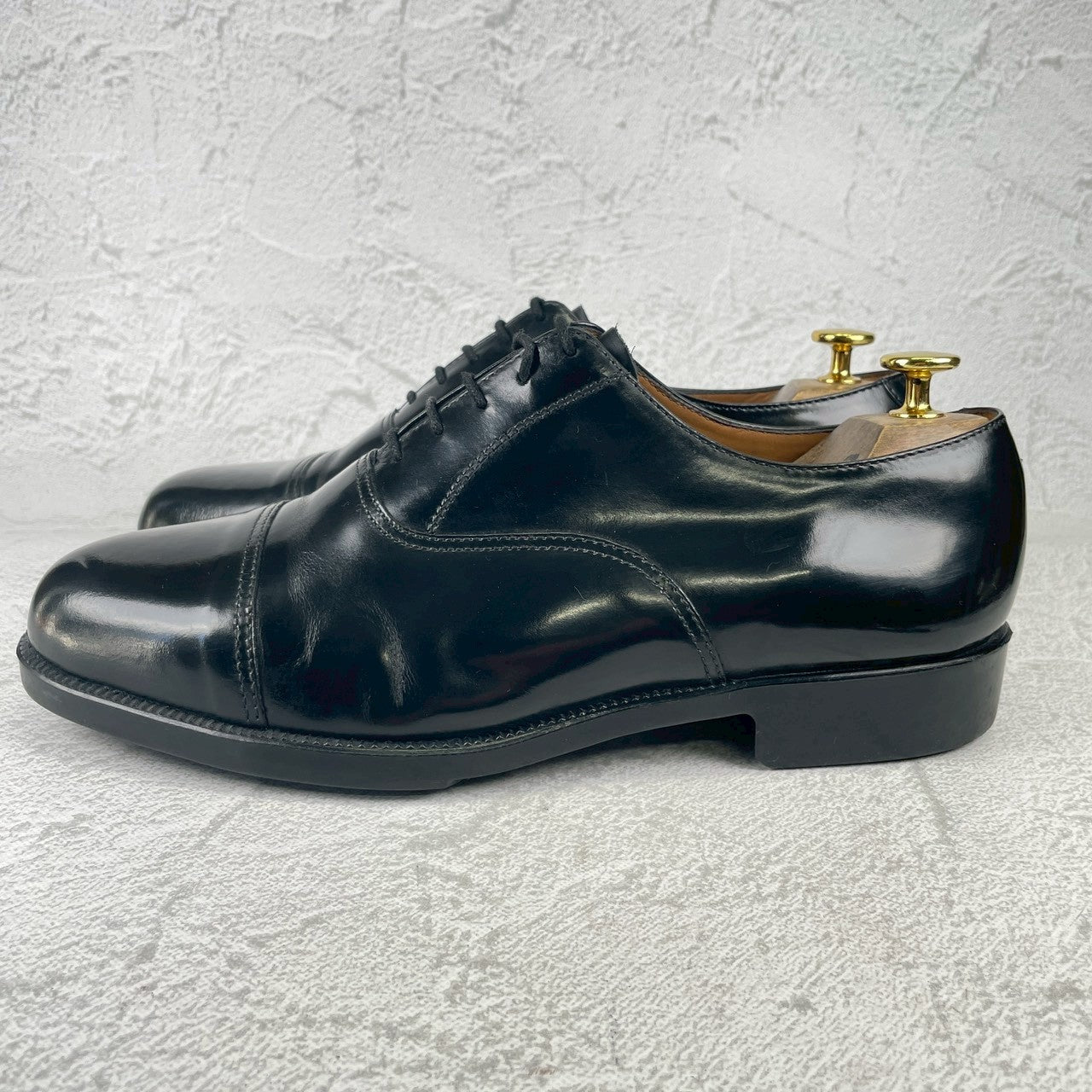 BRITISH MILITARY イギリス軍 OFFICER DRESS SHOES オフィサー ドレスシューズ ストレート 内羽根 ガラスレザー 黒 ブラック UK9 / 27.5cm相当【W3491-UK9】
