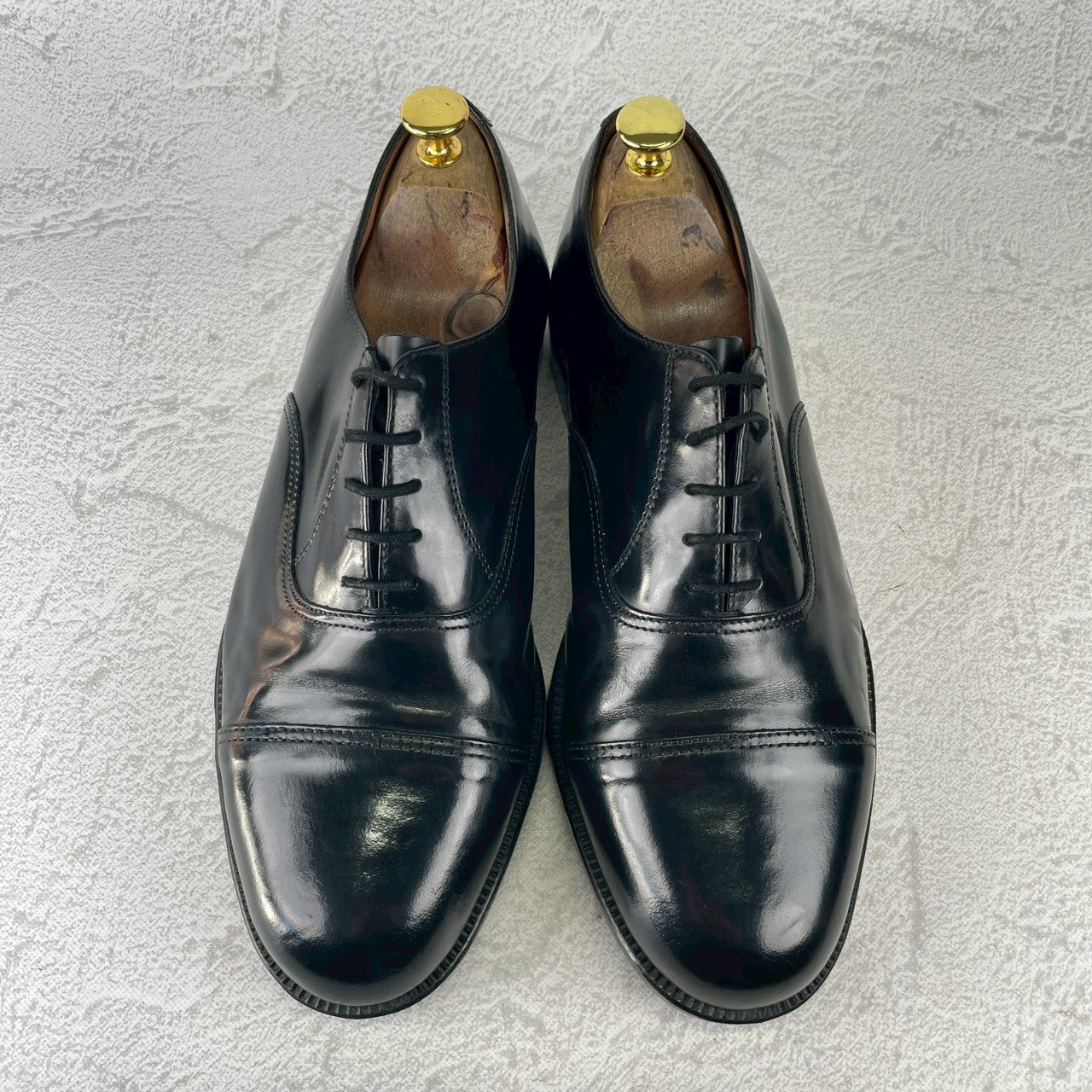 BRITISH MILITARY イギリス軍 OFFICER DRESS SHOES オフィサー ドレスシューズ ストレート 内羽根 ガラスレザー 黒 ブラック UK9 / 27.5cm相当【W3491-UK9】