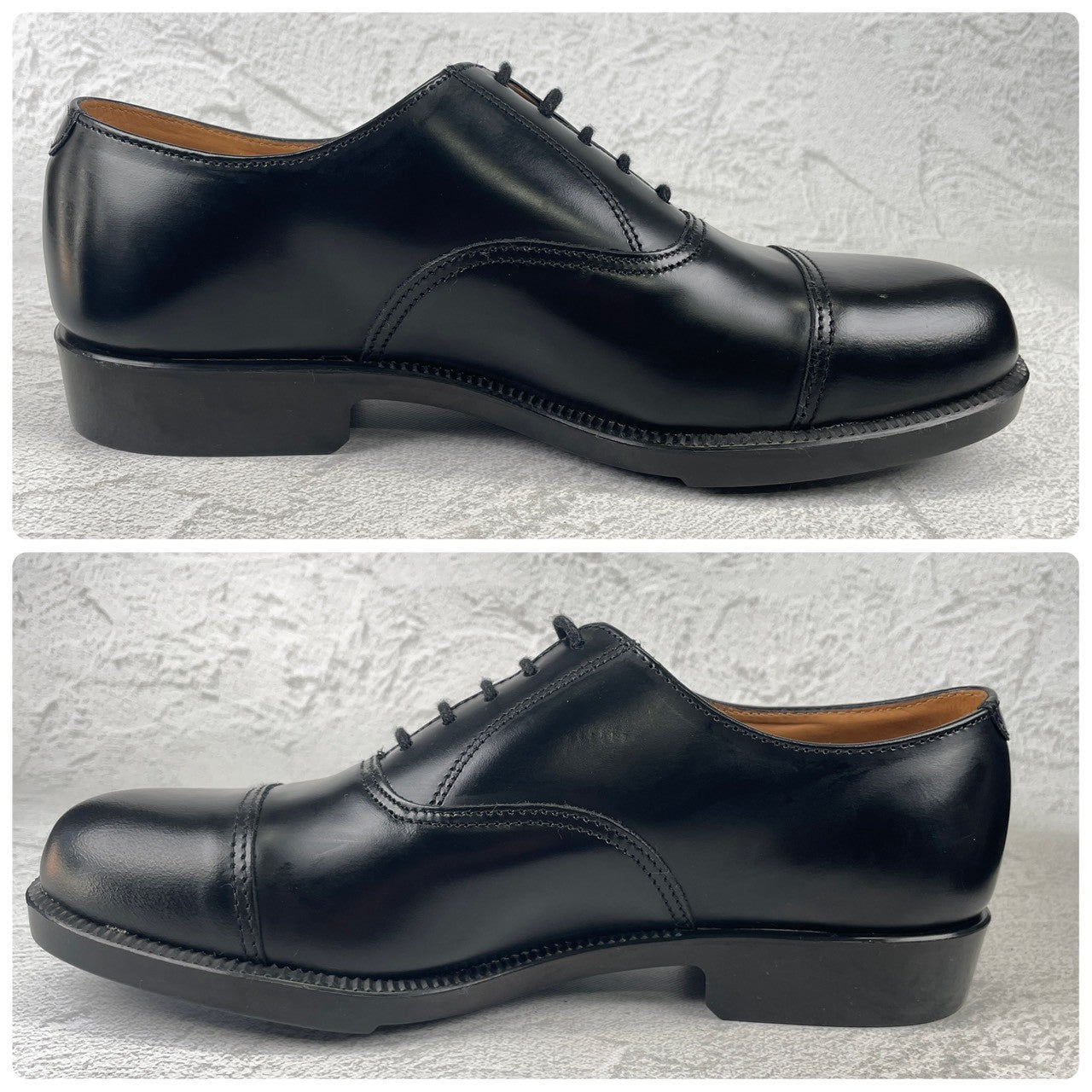 【デッドストック 未使用】BRITISH MILITARY イギリス軍 OFFICER DRESS SHOES オフィサー ドレスシューズ ストレート 内羽根 ガラスレザー 黒 ブラック UK6 / 24.5cm相当【W3491-UK6】