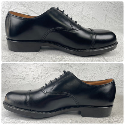 【デッドストック 未使用】BRITISH MILITARY イギリス軍 OFFICER DRESS SHOES オフィサー ドレスシューズ ストレート 内羽根 ガラスレザー 黒 ブラック UK6 / 24.5cm相当【W3491-UK6】