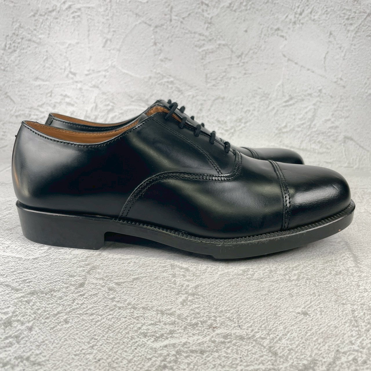 【デッドストック 未使用】BRITISH MILITARY イギリス軍 OFFICER DRESS SHOES オフィサー ドレスシューズ ストレート 内羽根 ガラスレザー 黒 ブラック UK6 / 24.5cm相当【W3491-UK6】