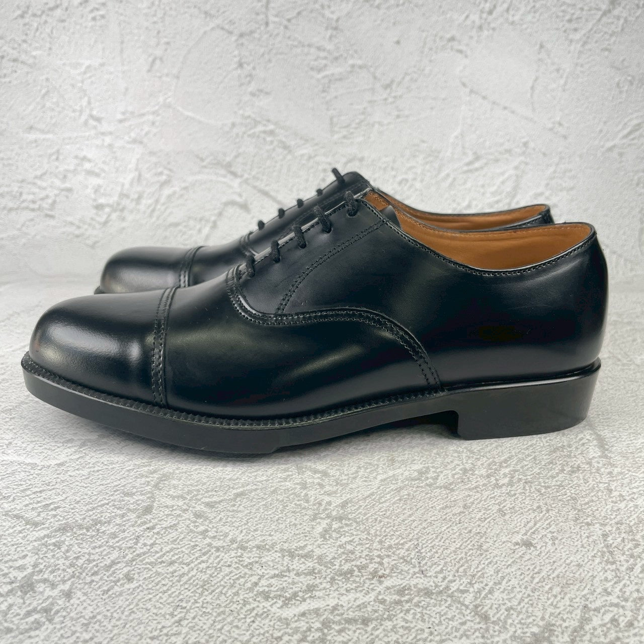 【デッドストック 未使用】BRITISH MILITARY イギリス軍 OFFICER DRESS SHOES オフィサー ドレスシューズ ストレート 内羽根 ガラスレザー 黒 ブラック UK6 / 24.5cm相当【W3491-UK6】