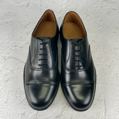 【デッドストック 未使用】BRITISH MILITARY イギリス軍 OFFICER DRESS SHOES オフィサー ドレスシューズ ストレート 内羽根 ガラスレザー 黒 ブラック UK6 / 24.5cm相当【W3491-UK6】
