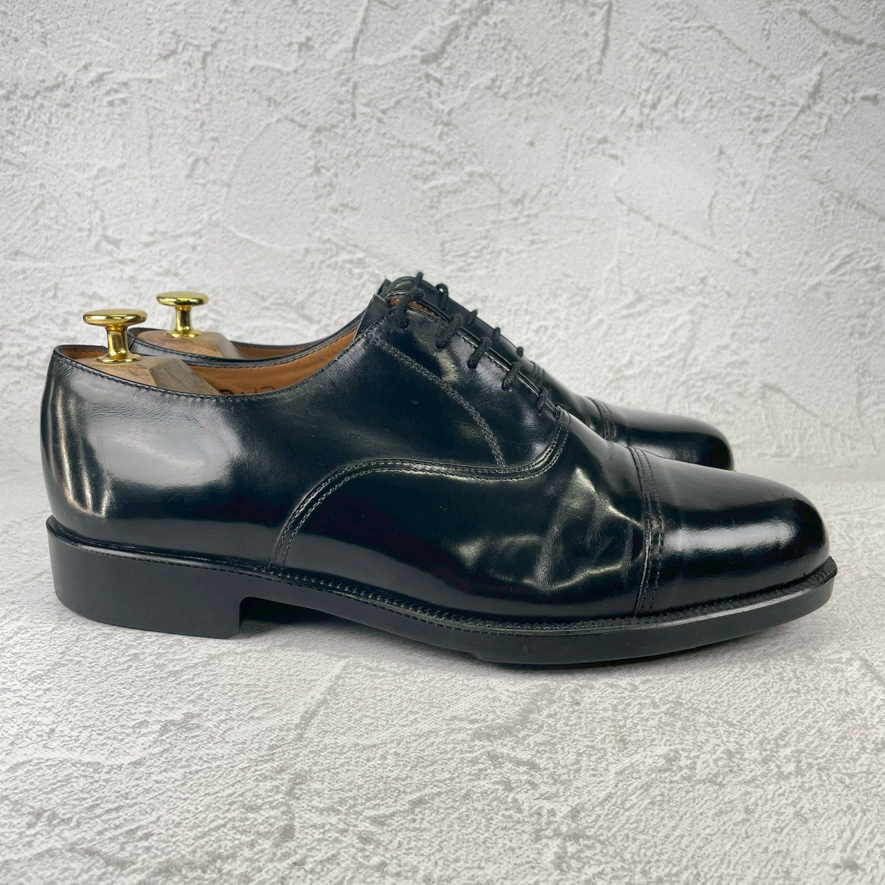 BRITISH MILITARY イギリス軍 OFFICER DRESS SHOES オフィサー ドレスシューズ ストレート 内羽根 ガラスレザー 黒 ブラック UK9 / 27.5cm相当【W3491-UK9】