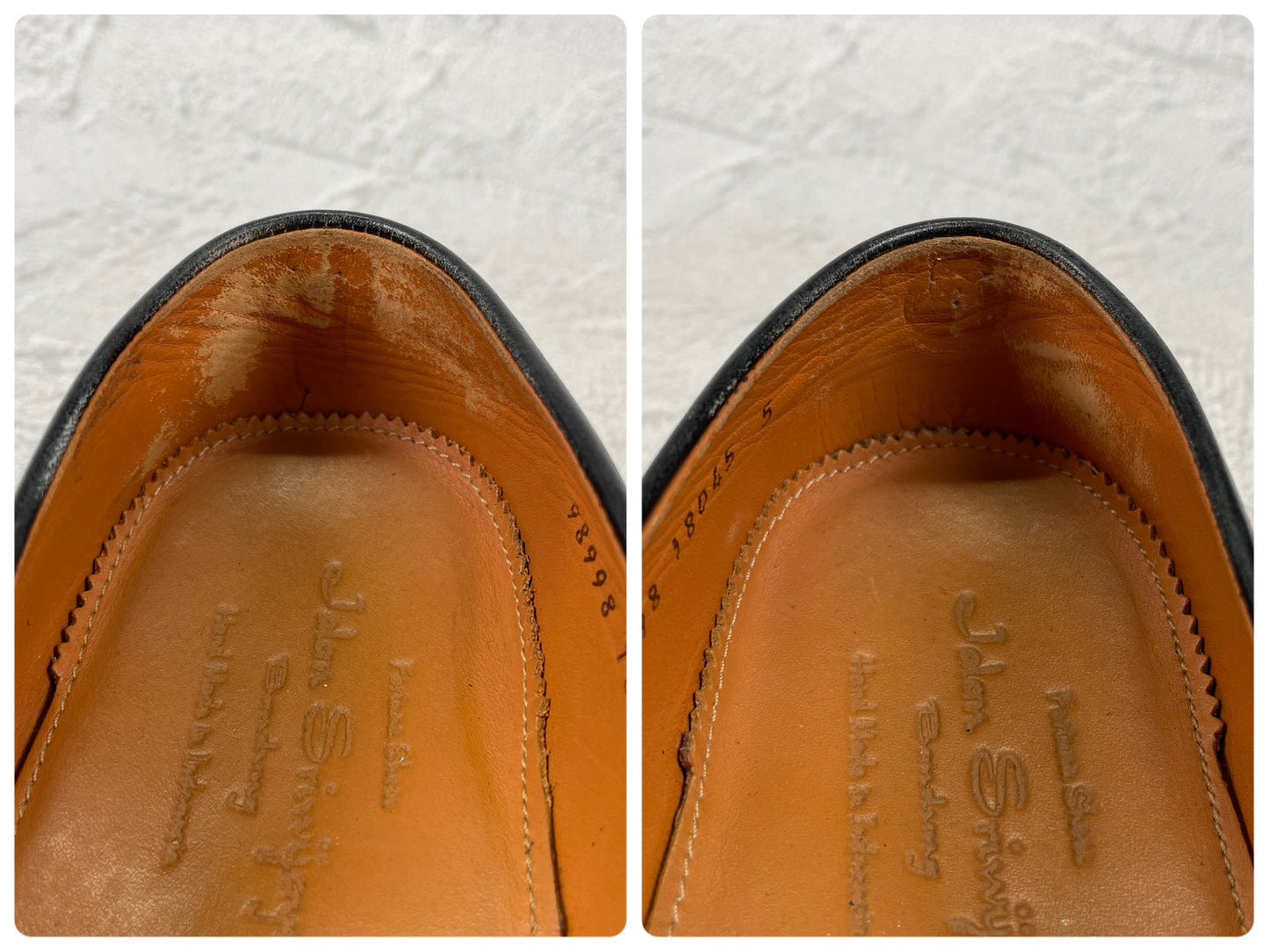 【美品】JALAN SRIWIJAYA ジャランスリワヤ 98998 GARUDA ガルーダ コインローファー ハーフサドル 黒 ブラック UK5 / 24.0cm【Ｗ3499】