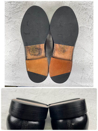 【美品】JALAN SRIWIJAYA ジャランスリワヤ 98998 GARUDA ガルーダ コインローファー ハーフサドル 黒 ブラック UK5 / 24.0cm【Ｗ3499】