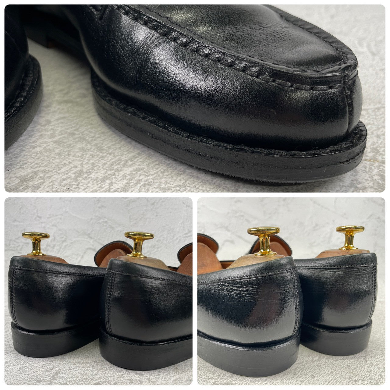 【美品】JALAN SRIWIJAYA ジャランスリワヤ 98998 GARUDA ガルーダ コインローファー ハーフサドル 黒 ブラック UK5 / 24.0cm【Ｗ3499】