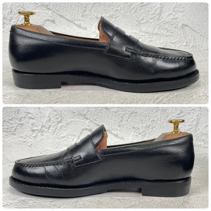 【美品】JALAN SRIWIJAYA ジャランスリワヤ 98998 GARUDA ガルーダ コインローファー ハーフサドル 黒 ブラック UK5 / 24.0cm【Ｗ3499】