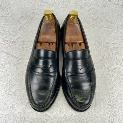 【美品】JALAN SRIWIJAYA ジャランスリワヤ 98998 GARUDA ガルーダ コインローファー ハーフサドル 黒 ブラック UK5 / 24.0cm【Ｗ3499】