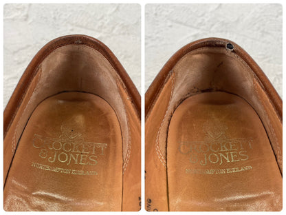 【リフト交換済み】CROCKETT&JONES クロケットアンドジョーンズ Boston2 ボストン2 ハーフサドル コインローファー シティソール 濃茶 / ブラウンUK5.5 / 24.0cm【W3498】