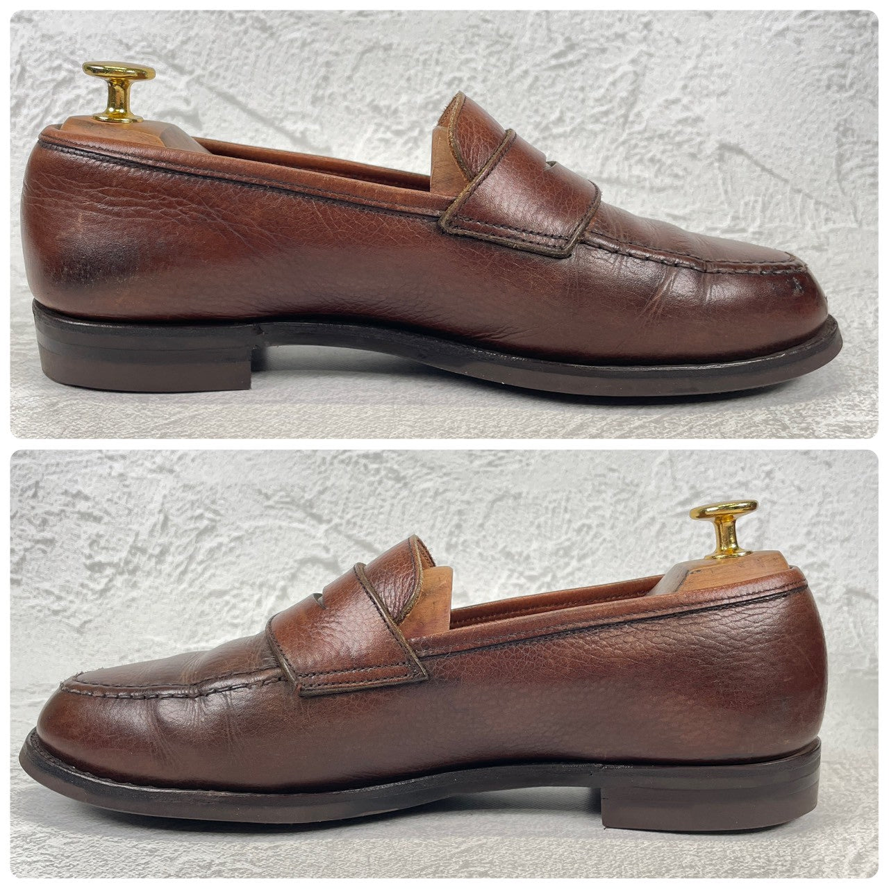 【リフト交換済み】CROCKETT&JONES クロケットアンドジョーンズ Boston2 ボストン2 ハーフサドル コインローファー シティソール 濃茶 / ブラウンUK5.5 / 24.0cm【W3498】