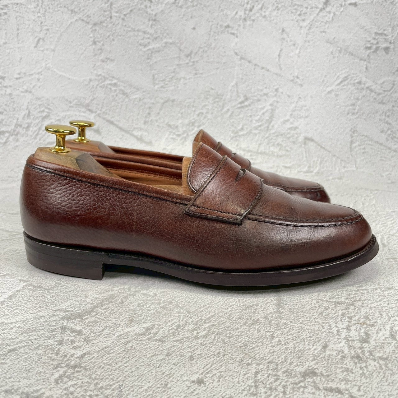 【リフト交換済み】CROCKETT&JONES クロケットアンドジョーンズ Boston2 ボストン2 ハーフサドル コインローファー シティソール 濃茶 / ブラウンUK5.5 / 24.0cm【W3498】