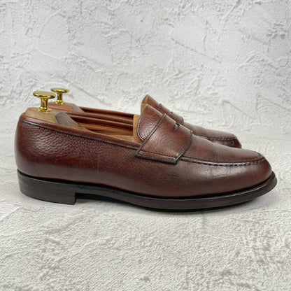 【リフト交換済み】CROCKETT&JONES クロケットアンドジョーンズ Boston2 ボストン2 ハーフサドル コインローファー シティソール 濃茶 / ブラウンUK5.5 / 24.0cm【W3498】