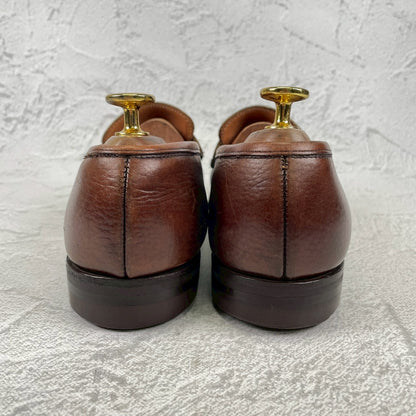 【リフト交換済み】CROCKETT&JONES クロケットアンドジョーンズ Boston2 ボストン2 ハーフサドル コインローファー シティソール 濃茶 / ブラウンUK5.5 / 24.0cm【W3498】