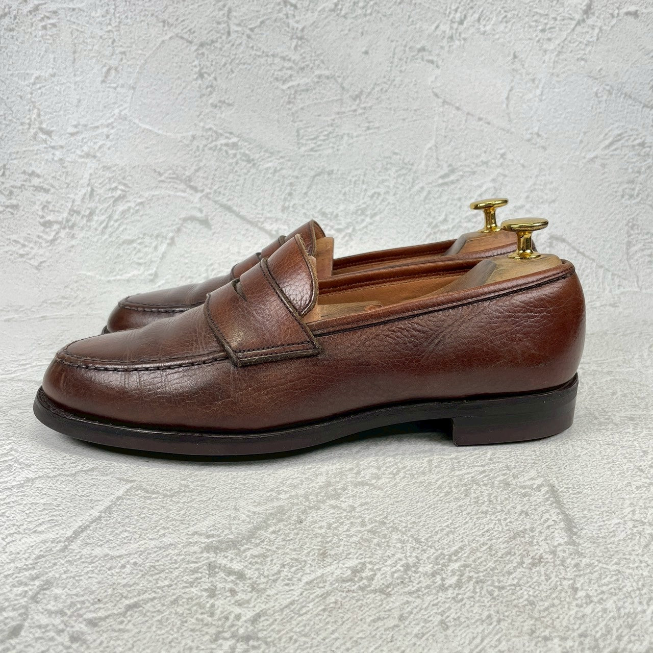 【リフト交換済み】CROCKETT&JONES クロケットアンドジョーンズ Boston2 ボストン2 ハーフサドル コインローファー シティソール 濃茶 / ブラウンUK5.5 / 24.0cm【W3498】