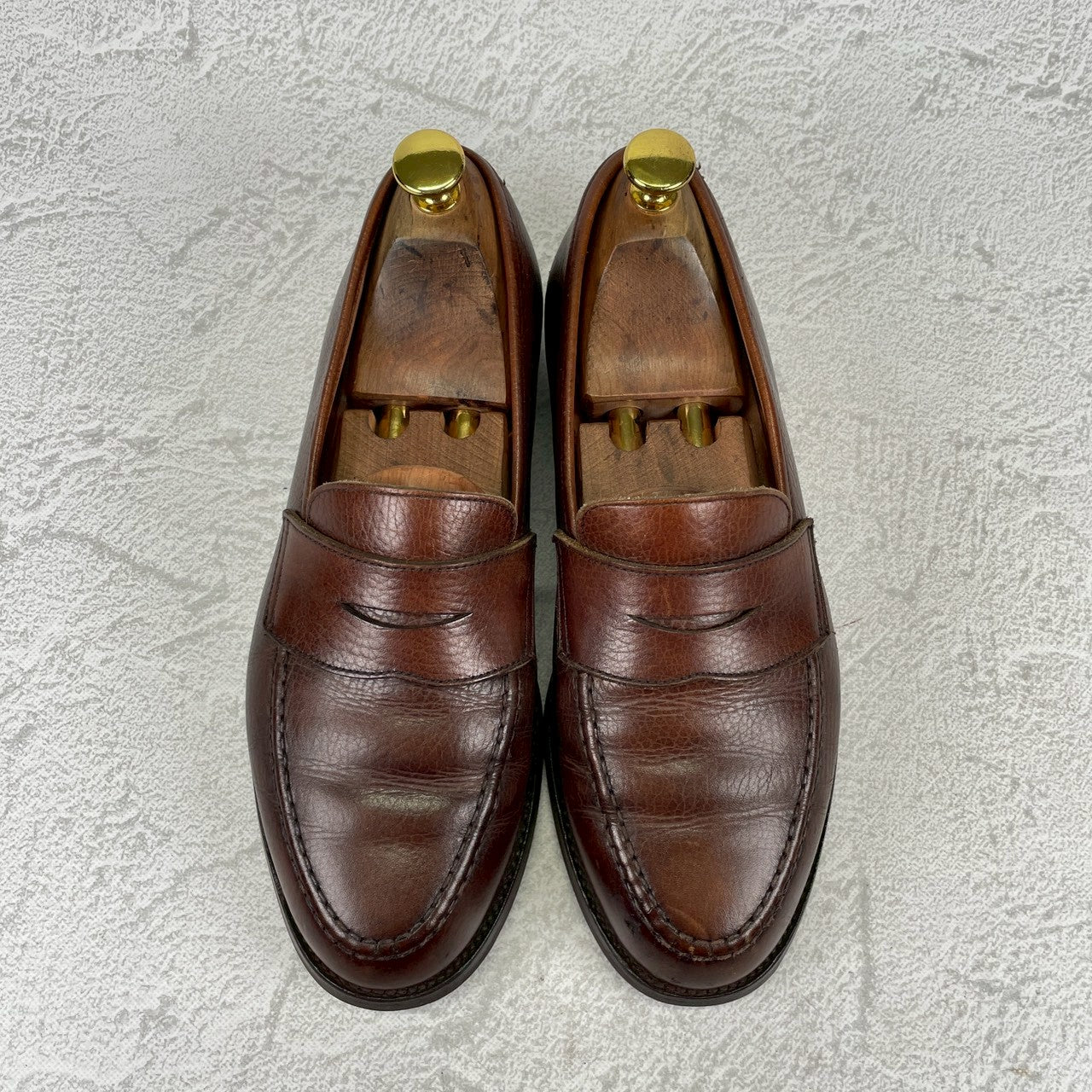 【リフト交換済み】CROCKETT&JONES クロケットアンドジョーンズ Boston2 ボストン2 ハーフサドル コインローファー シティソール 濃茶 / ブラウンUK5.5 / 24.0cm【W3498】