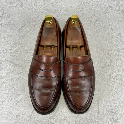 【リフト交換済み】CROCKETT&JONES クロケットアンドジョーンズ Boston2 ボストン2 ハーフサドル コインローファー シティソール 濃茶 / ブラウンUK5.5 / 24.0cm【W3498】