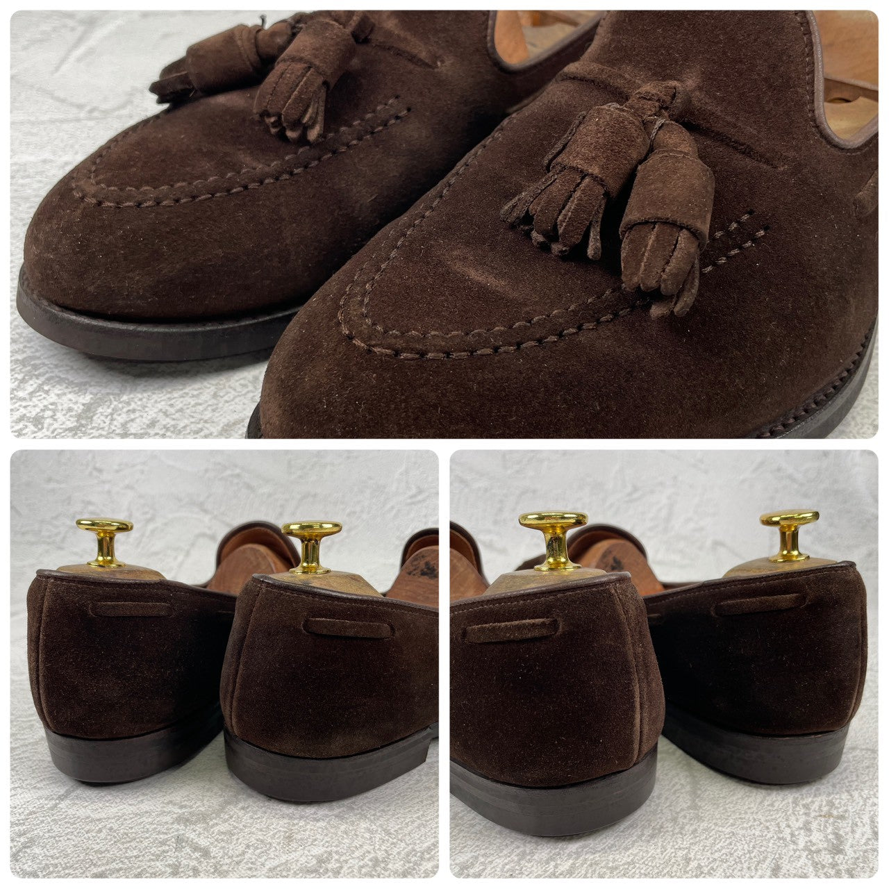 【良品】CROCKETT&JONES クロケットアンドジョーンズ Cavendish3 キャベンディッシュ3 タッセルローファー スエード シティソール 濃茶 ブラウン UK7 / 25.5cm【Ｗ3502】