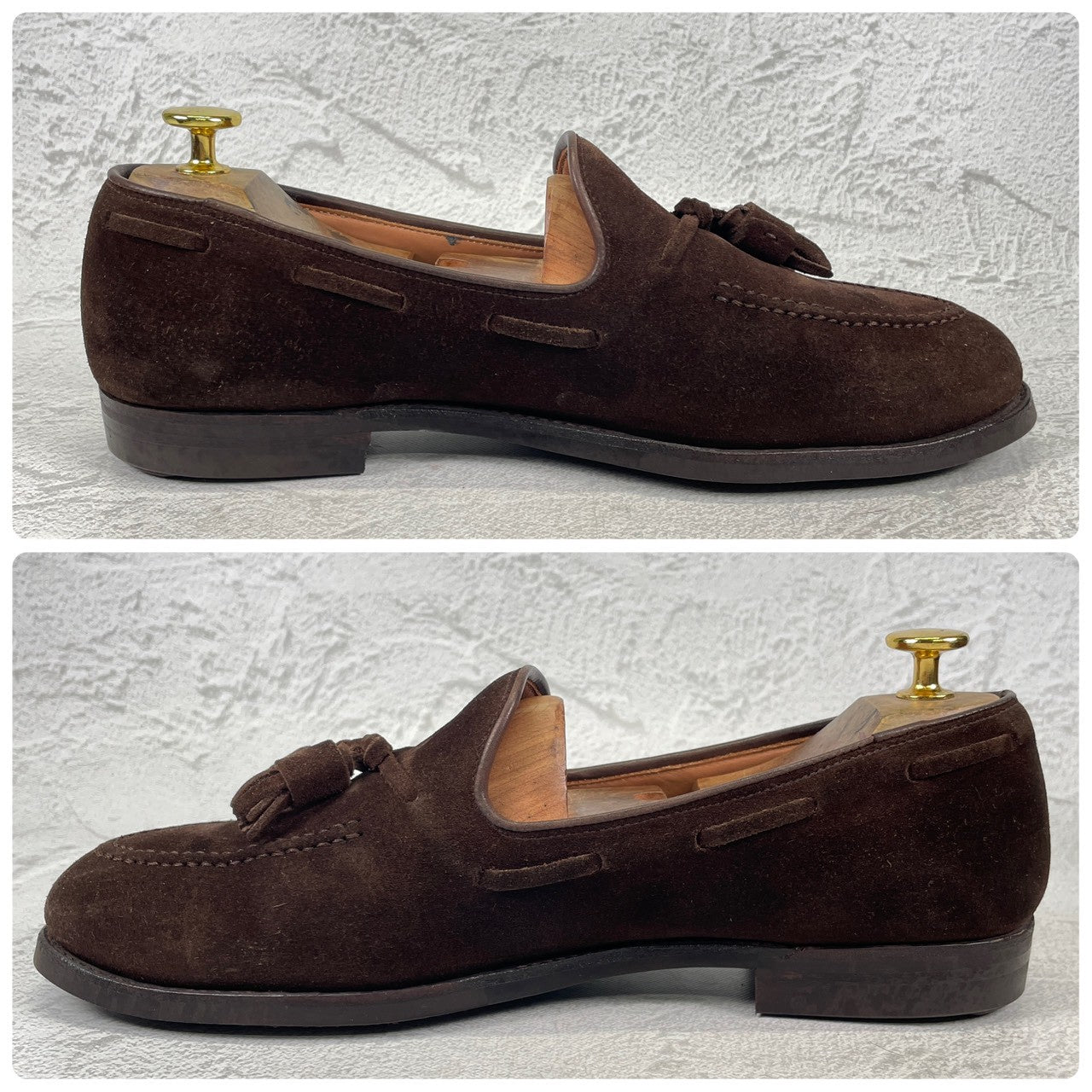 【良品】CROCKETT&JONES クロケットアンドジョーンズ Cavendish3 キャベンディッシュ3 タッセルローファー スエード シティソール 濃茶 ブラウン UK7 / 25.5cm【Ｗ3502】