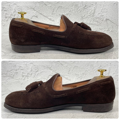 【良品】CROCKETT&JONES クロケットアンドジョーンズ Cavendish3 キャベンディッシュ3 タッセルローファー スエード シティソール 濃茶 ブラウン UK7 / 25.5cm【Ｗ3502】