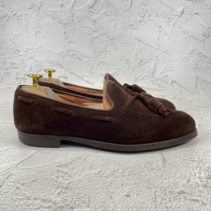 【良品】CROCKETT&JONES クロケットアンドジョーンズ Cavendish3 キャベンディッシュ3 タッセルローファー スエード シティソール 濃茶 ブラウン UK7 / 25.5cm【Ｗ3502】